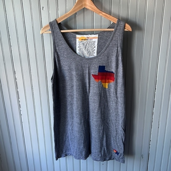 Aviator Nation Gray Tank Top with Texas Flag Design - Picture 1 of 10